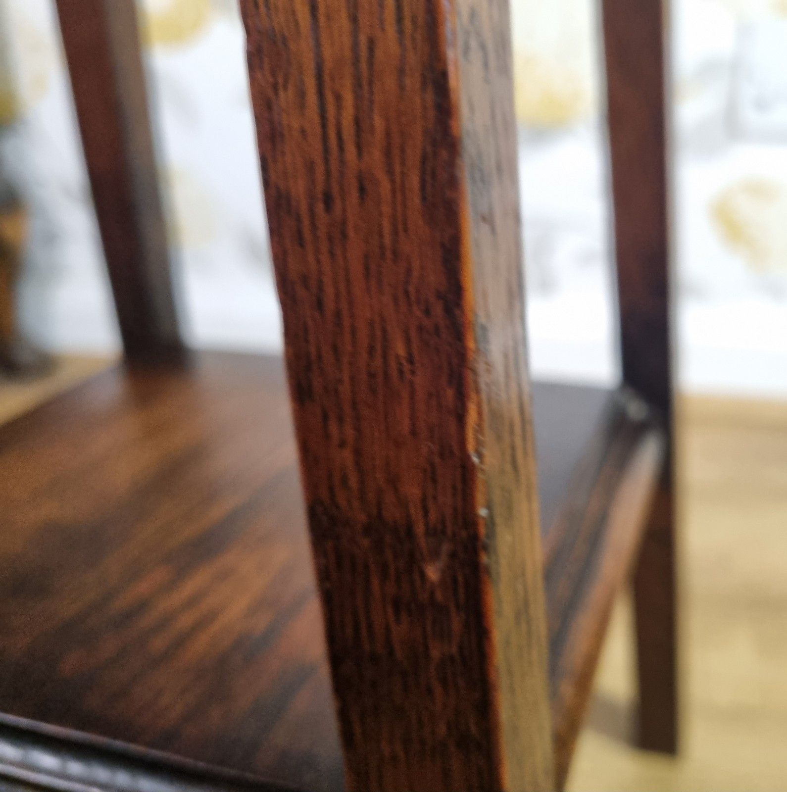 140.0 Antique Oak Arts And Crafts Plant Stand Torchere Dark Patina Lamp Side Table photo