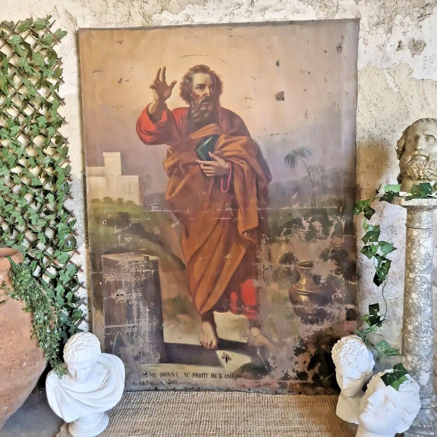 photo furniture Antique Large Oil Painting Saint Matthias The Apostle 18th Century