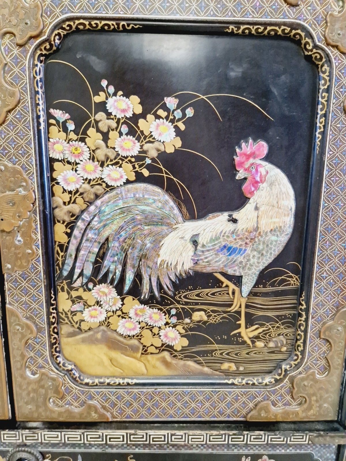 Antique Japanese Cabinet 19th Century Lacquered Mother Of Pearl 1850 photo for sale