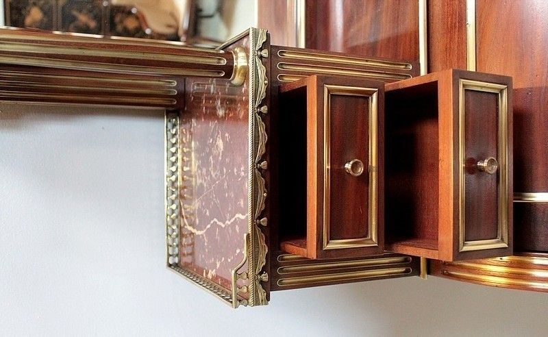 Louis XVI Cylinder Office Mahogany 19th photo vintage