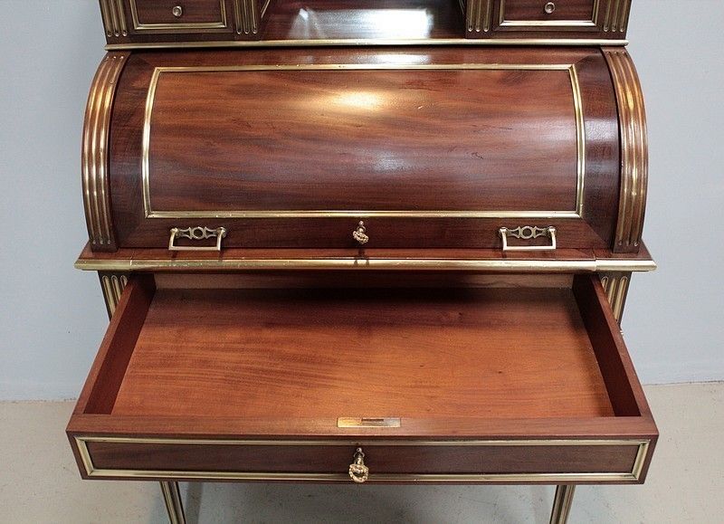 4945.03 Louis XVI Cylinder Office Mahogany 19th photo