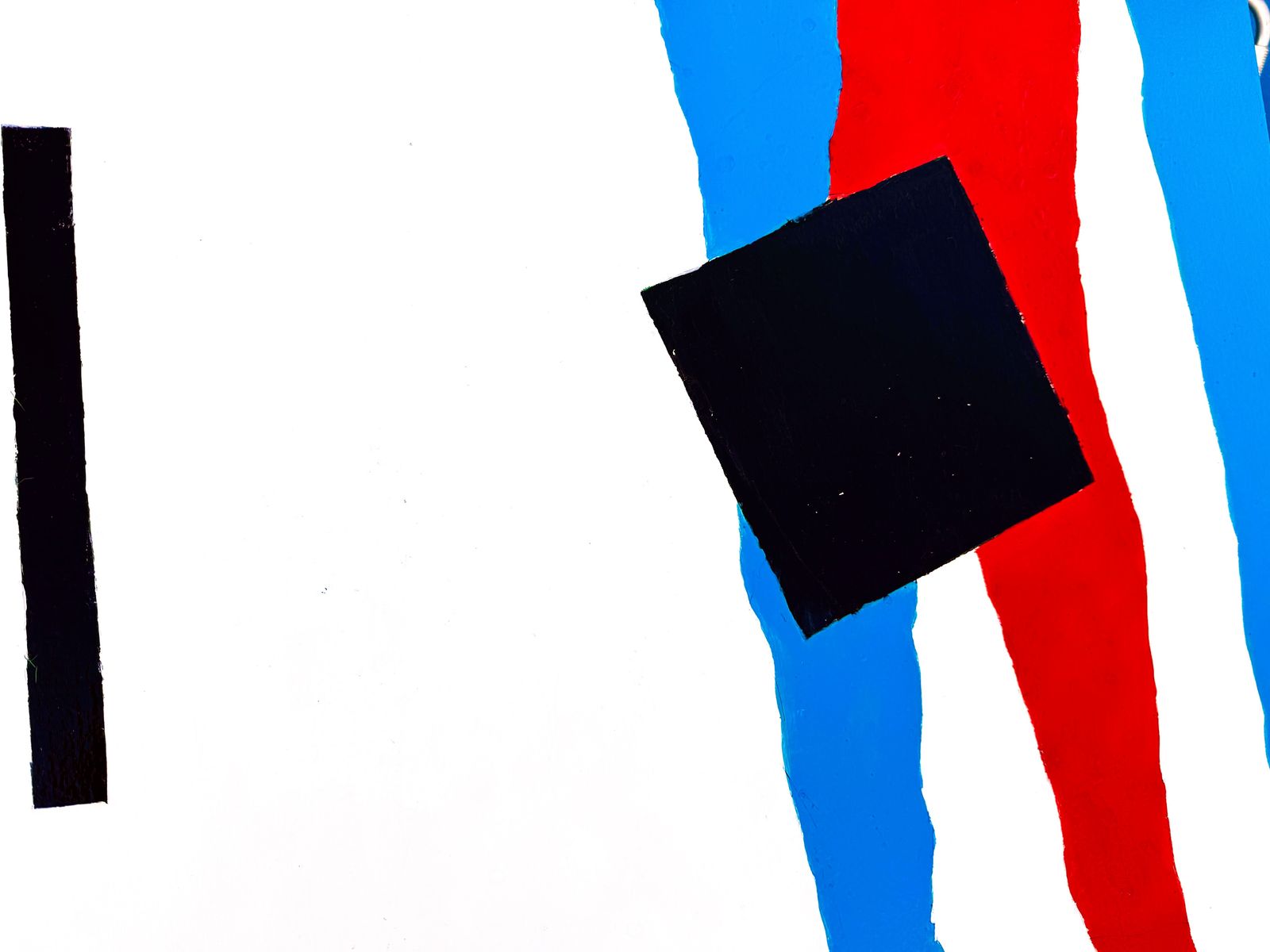 Peinture abstraite géométrique minimaliste rouge, bleu, noir, Méditerranée, huile sur toile, 2005, par Antonio Pérez Portabella photo for sale