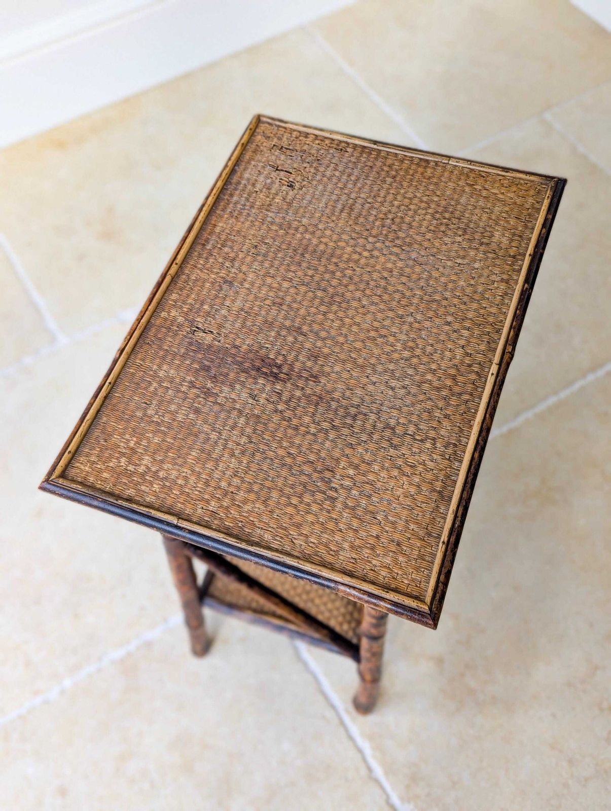Antique Victorian Bamboo Three Tier Occasional Table C.1890 photo for sale