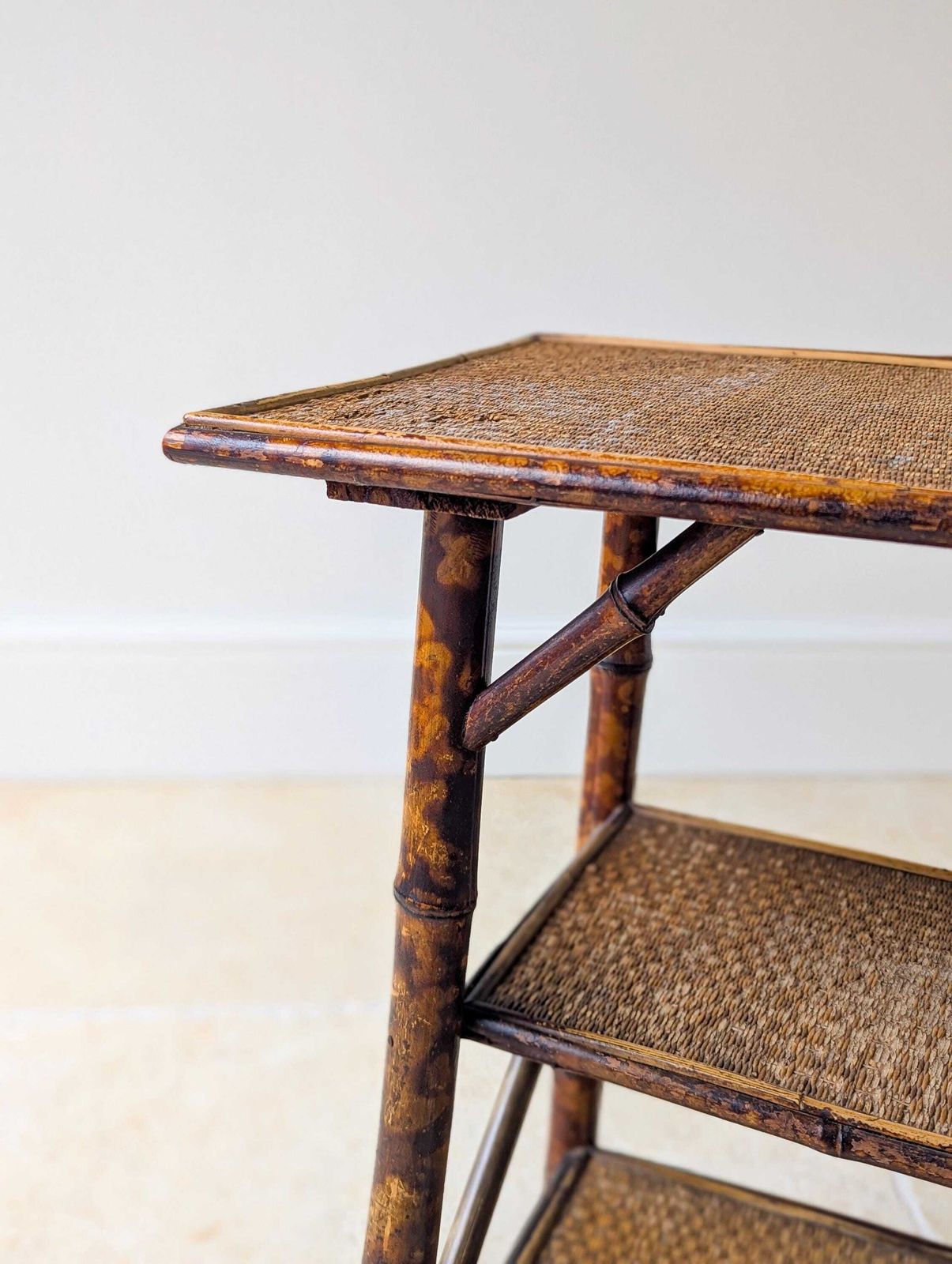 Antique Victorian Bamboo Three Tier Occasional Table C.1890 photo vinterior