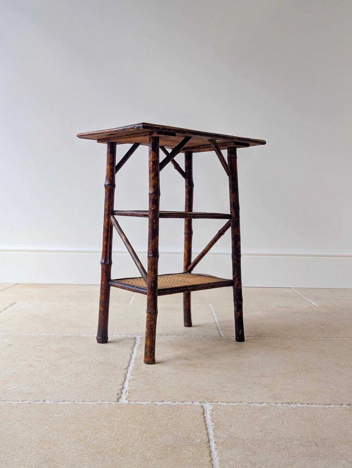 photo buy Antique Victorian Bamboo Three Tier Occasional Table C.1890
