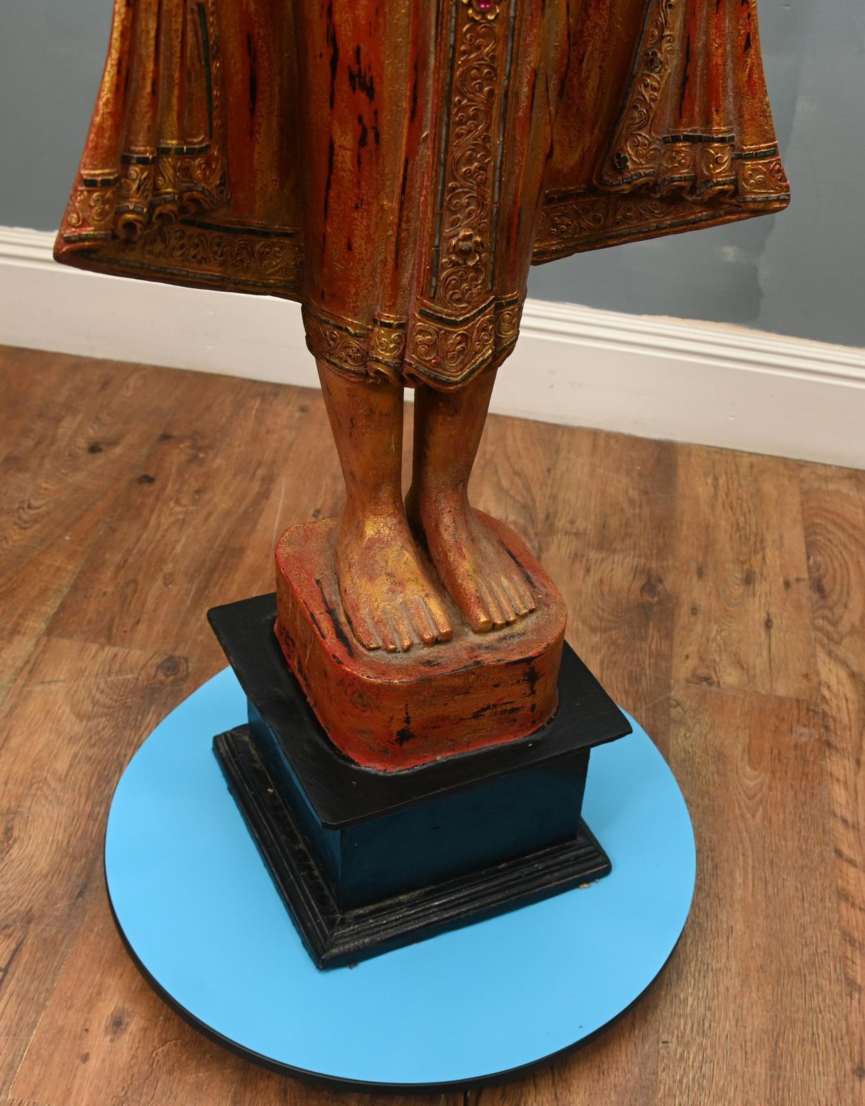 Carved Standing Burmese Buddha Statue Buddhist Art Mandalay photo Art
