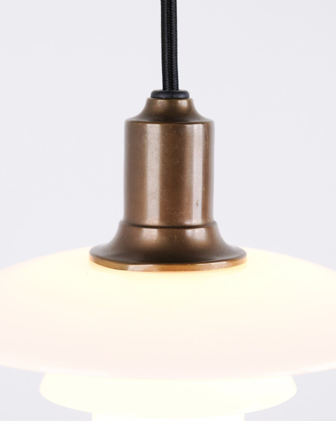 Poul Henningsen Pendant Lamp Model Ph 2/1 In Burnished Brass And Opal Glass For Louis Poulsen photo for sale