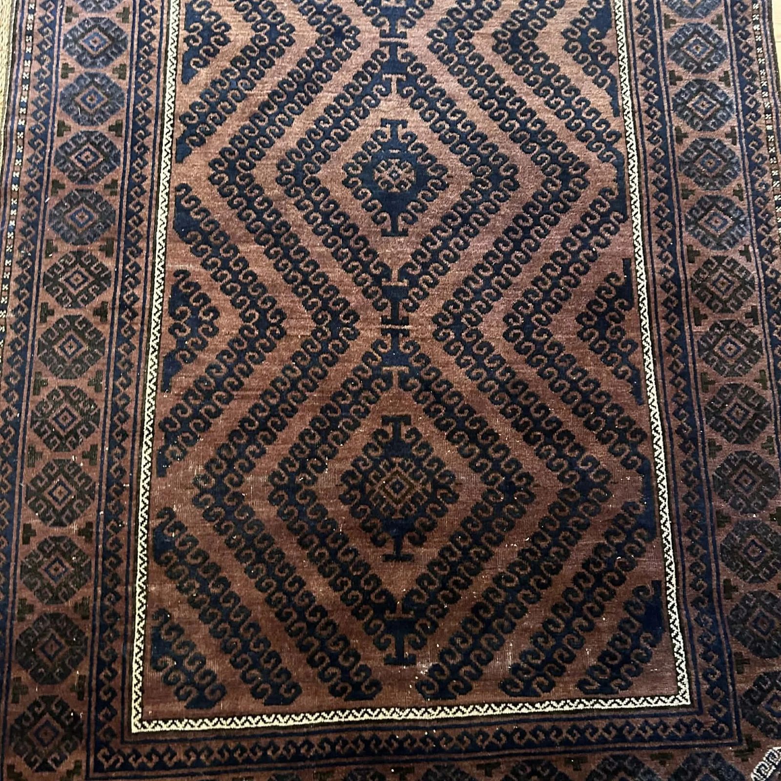 Large Hand Stitched Balouch Indigo Blue Rug photo vinterior