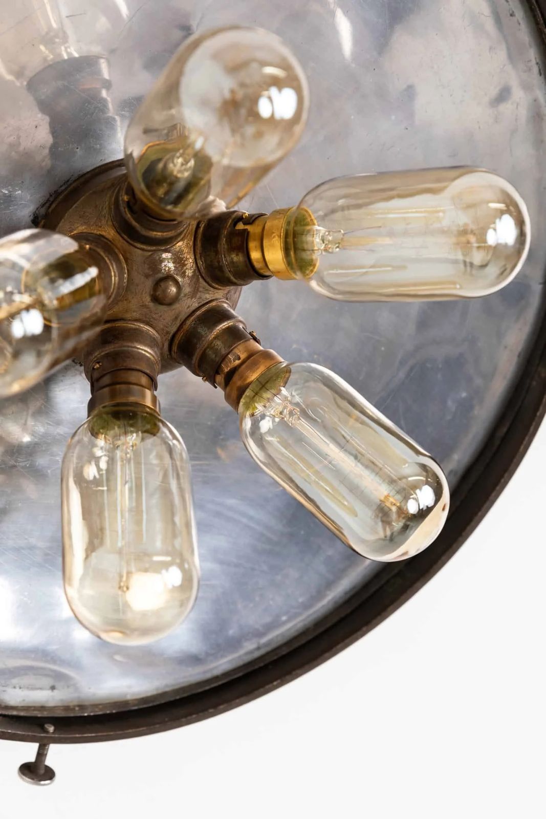 Xl Edwardian Silver Plated Cut Glass Ceiling Light photo vinterior