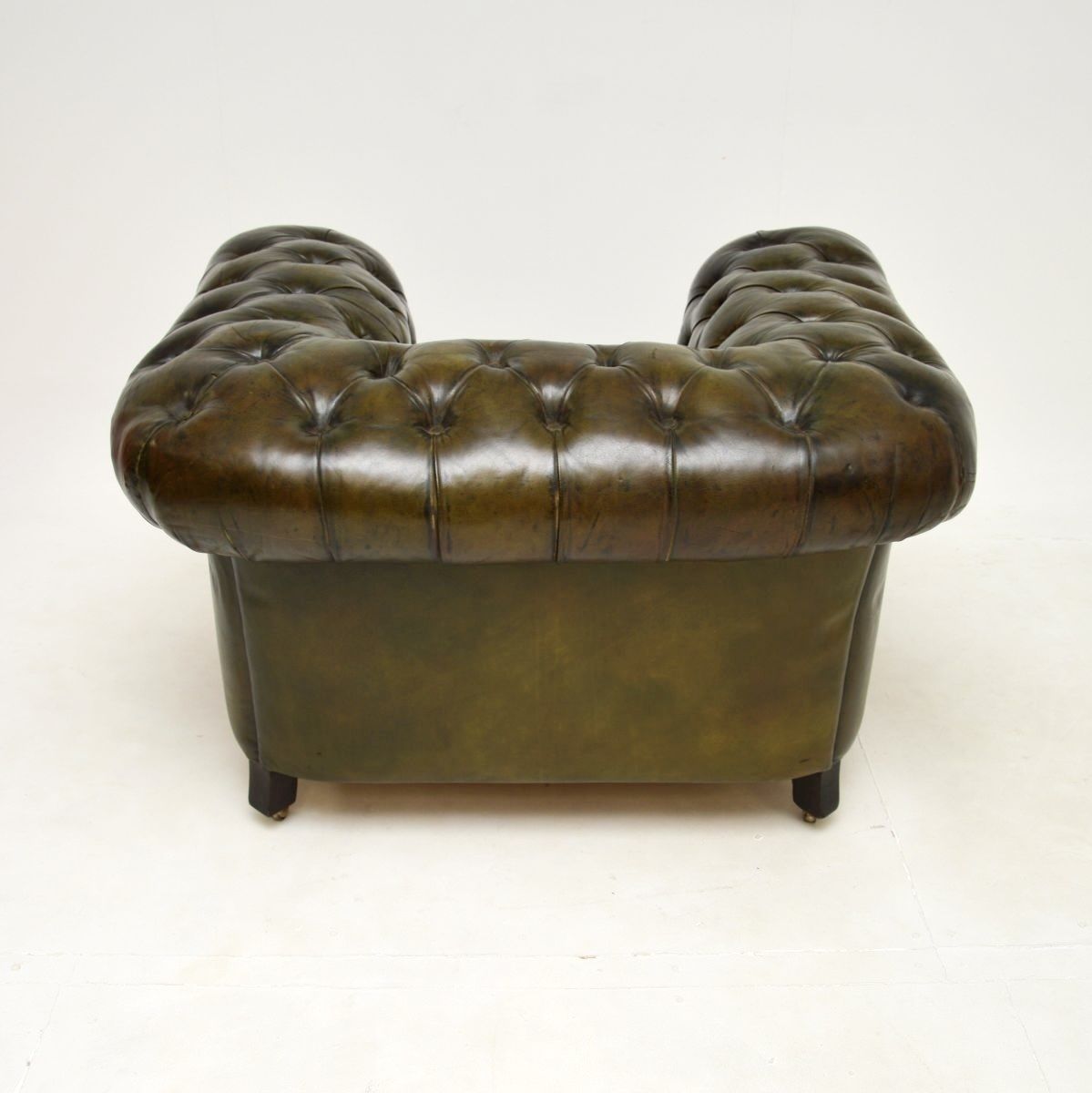 Antique Victorian Leather Chesterfield Armchair photo vintage