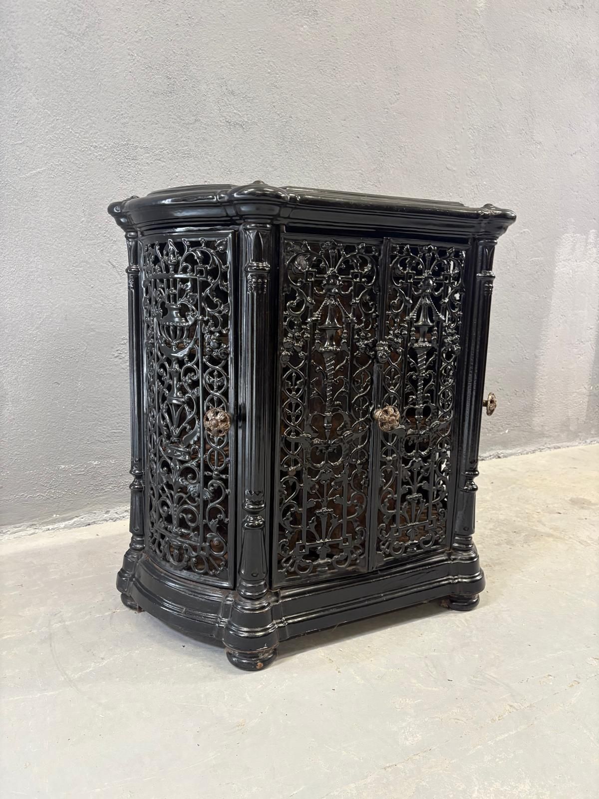 Antique Fireplace Insert Ornate Cast Iron Black Finish photo buy