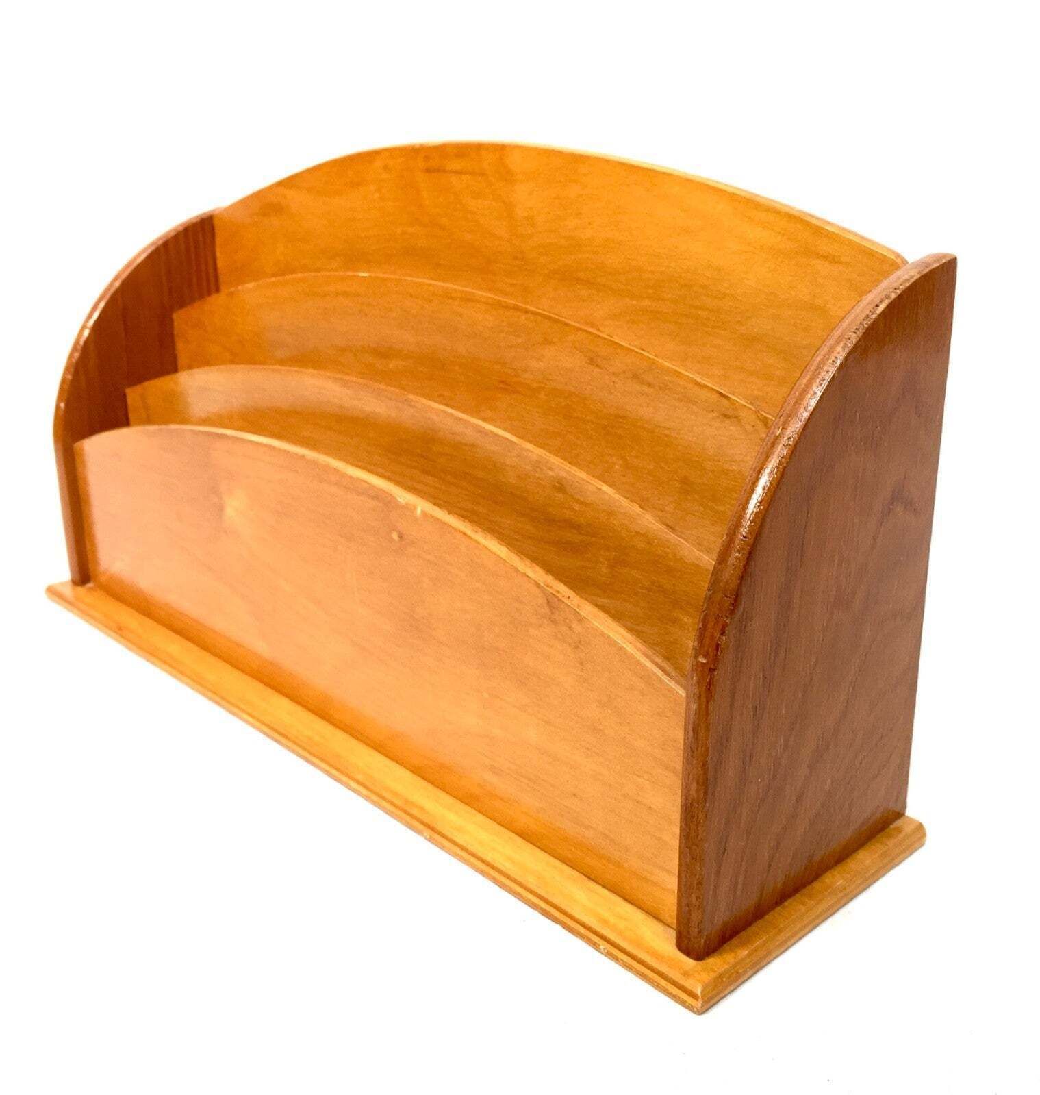 Antique Wooden Desktop Letter Rack / Stationery Holder Mid 20th Century C.1960 photo 55.0