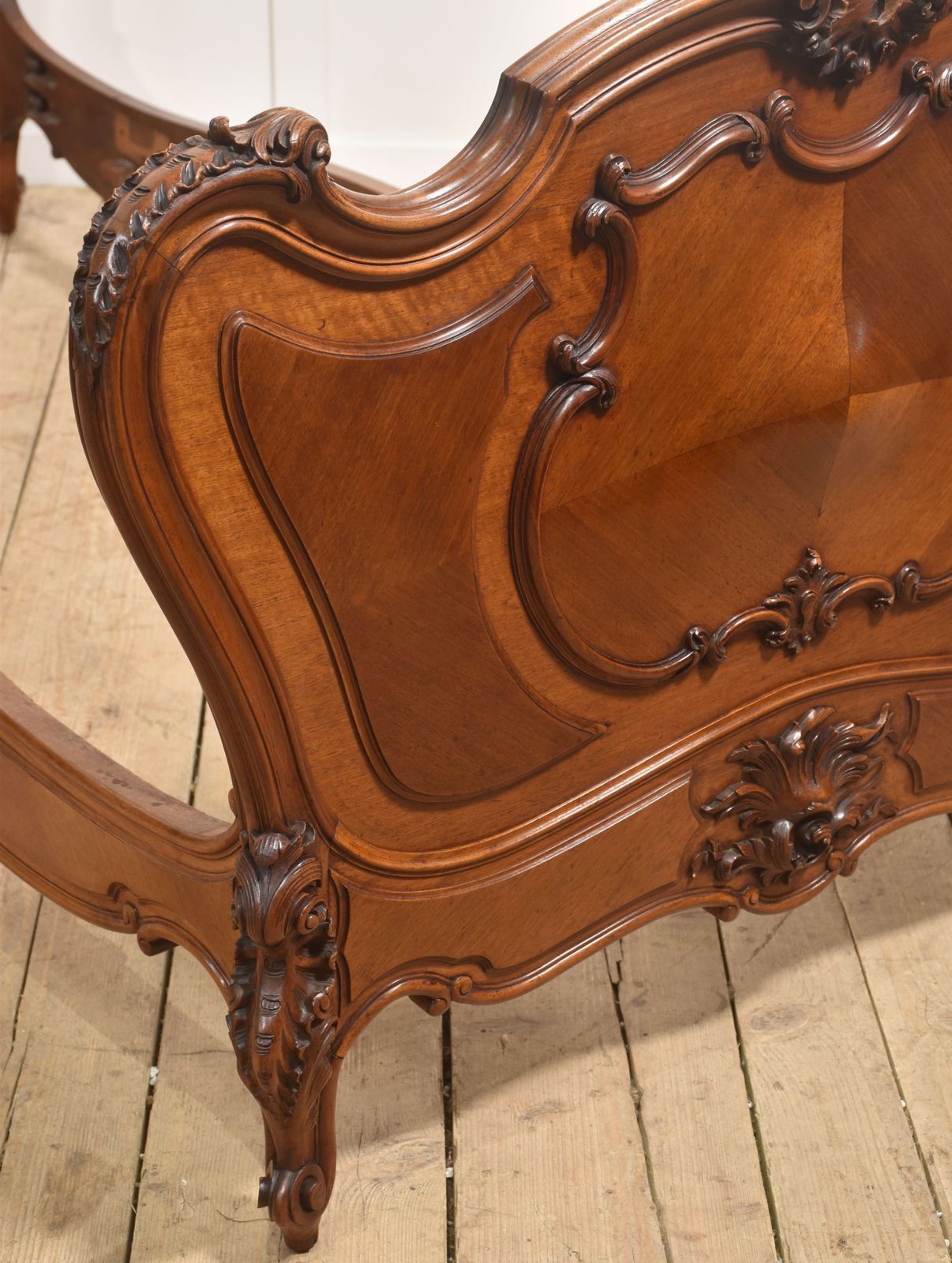 Pair Of Carved Walnut Single Beds photo for sale