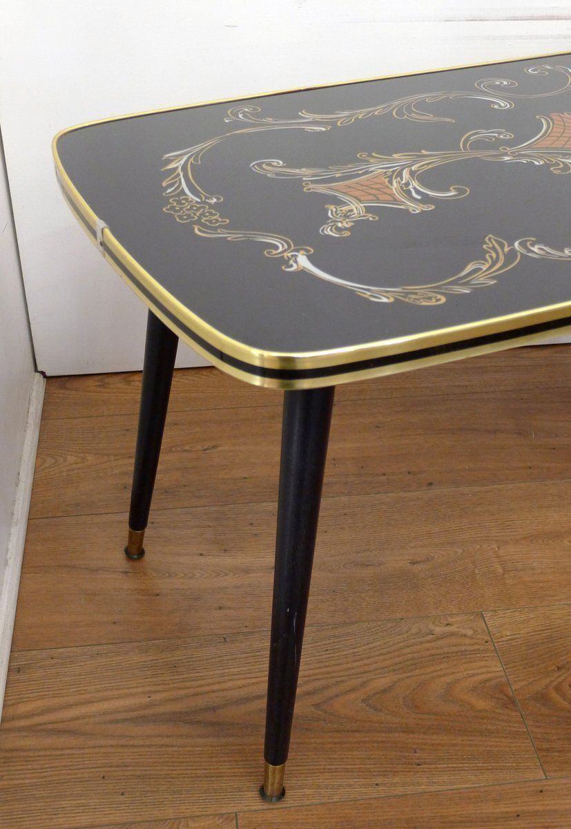 Large Coffee Table With Rococo Decor And Tapered Legs, 1960s photo Furniture