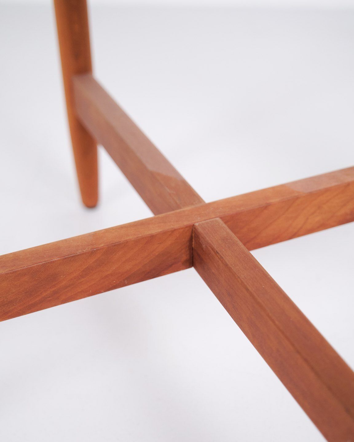 Side Table With Round Glass Top In Cherry Wood, Swedish Design In The Style Of Hans Johansson, 1960s photo vintage