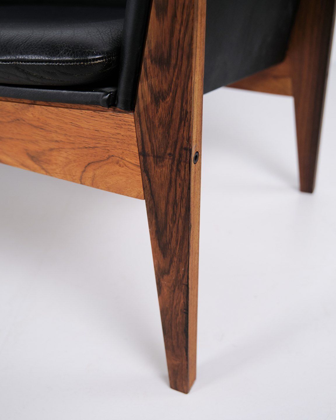 Three Seater Sofa Model "Senior" In Rio Rosewood And Original Black Leather By Steen østergaard For Jason Møbler, 1960s photo buy