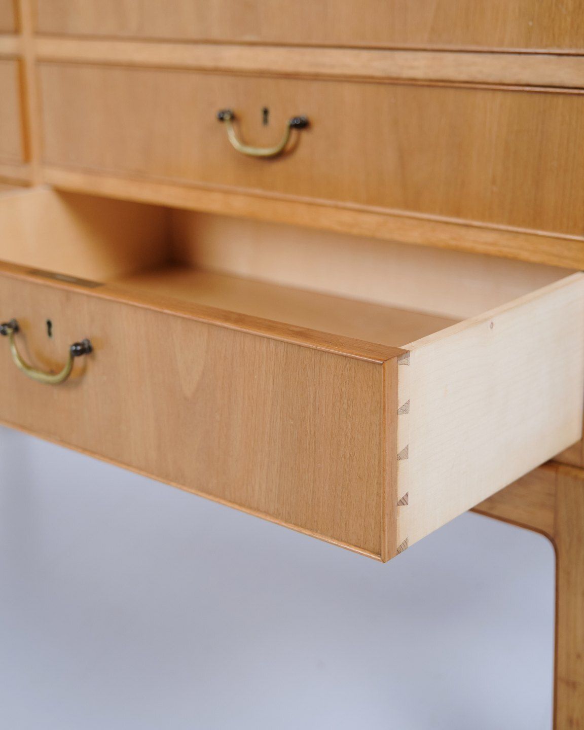 Sideboard Cabinet In Light Walnut By Ole Wanscher For A.J. Iversen, 1940s photo vinterior