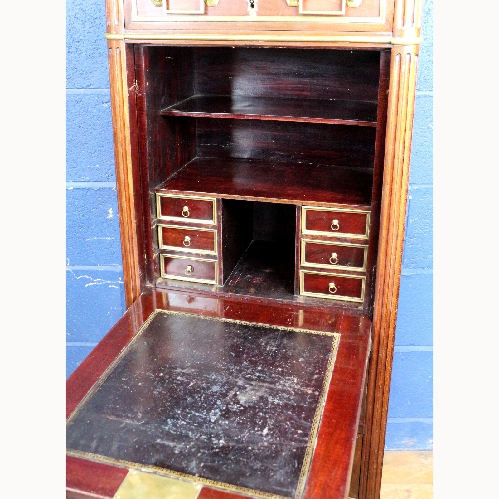 An Antique French Empire Mahogany & Brass Bound Escritoire Or Fitted Desk photo 650.0