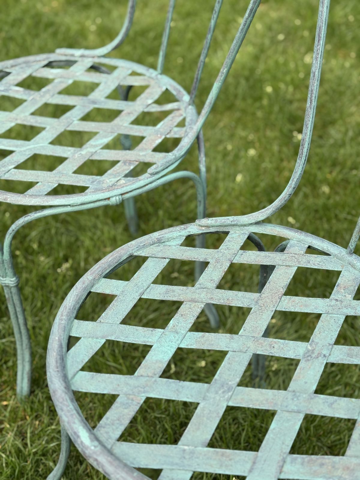 Antique French Bistro Table And Pair Of Bistro Chairs photo vintage