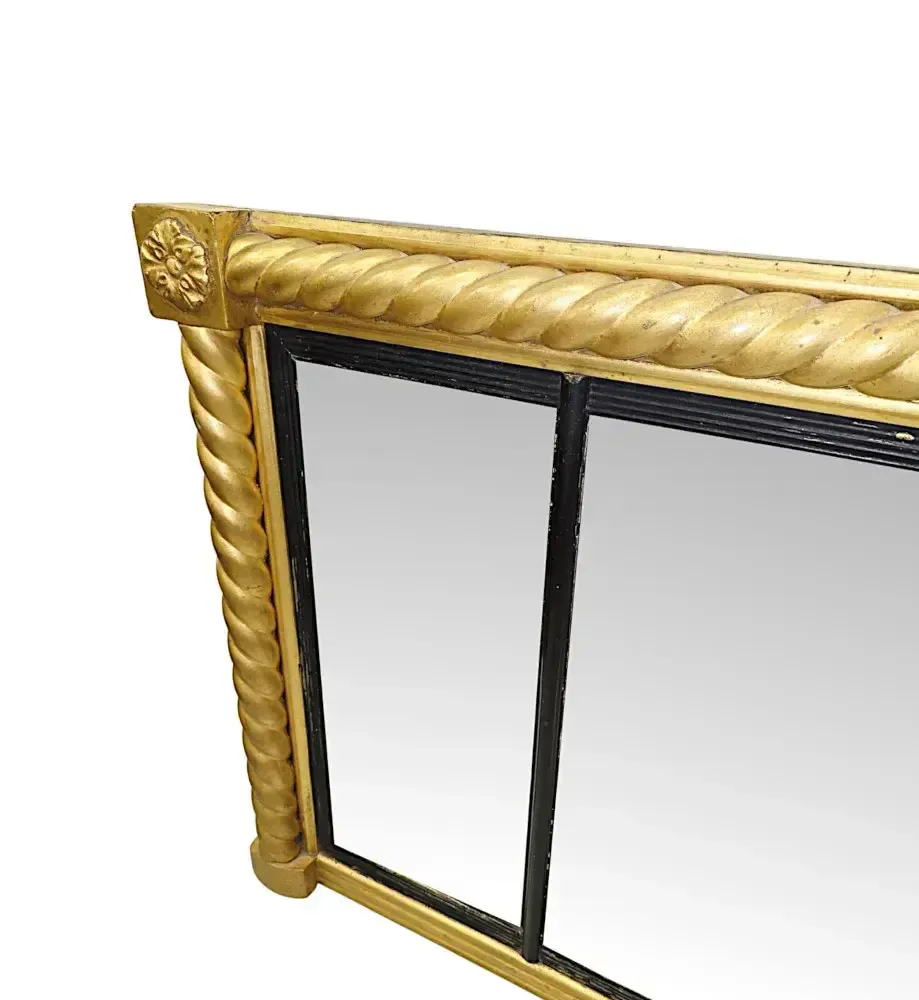A Very Rare Early 19th Century Regency Compartmental Overmantel Mirror photo for sale