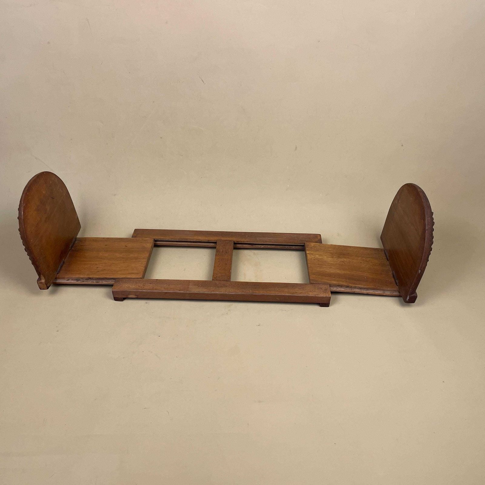 Hand Carved Sliding Bookends Extending Anglo Indian Wooden Handmade Fold Down Shelf Display Library Novel Stand Adjustable Bookend Book Ends photo vintage