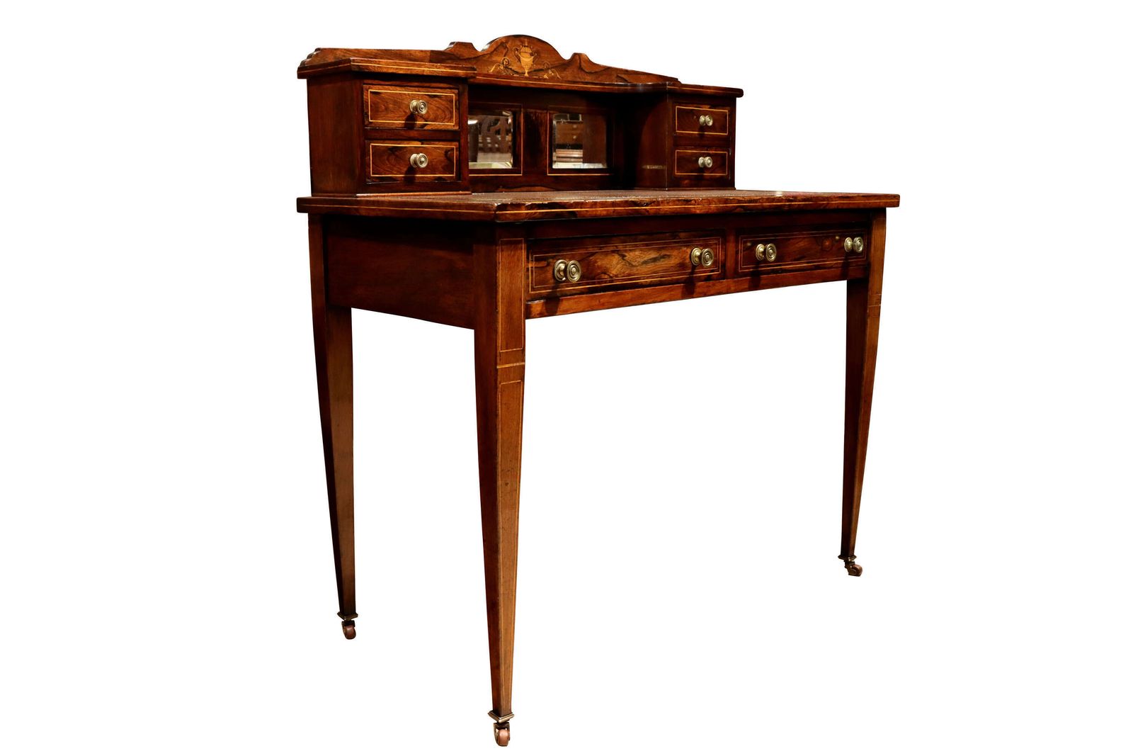 Fine Edwardian Inlaid Rosewood Ladies Writing Desk With Superstructure & Mirrors photo for sale
