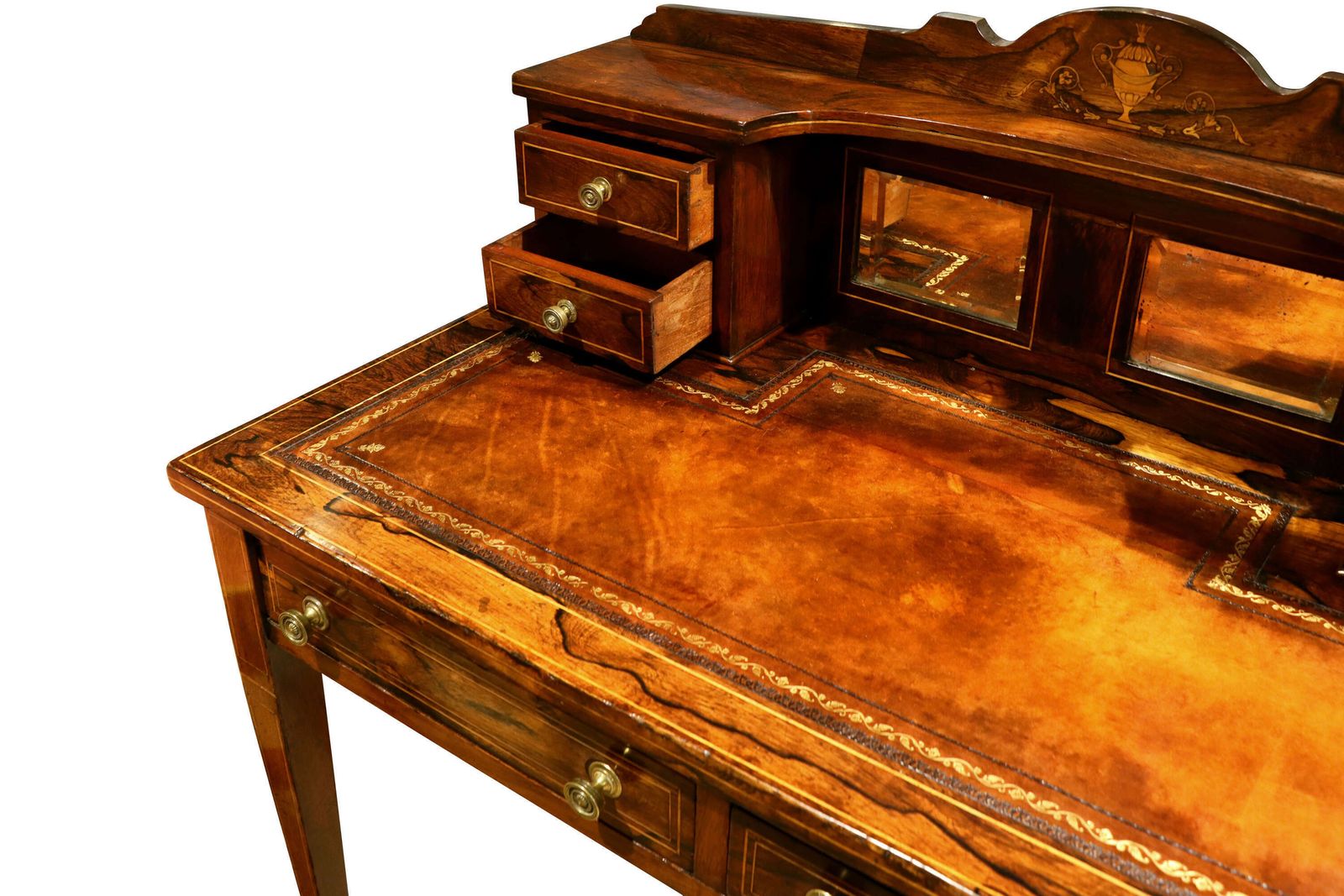 Fine Edwardian Inlaid Rosewood Ladies Writing Desk With Superstructure & Mirrors photo 633.0