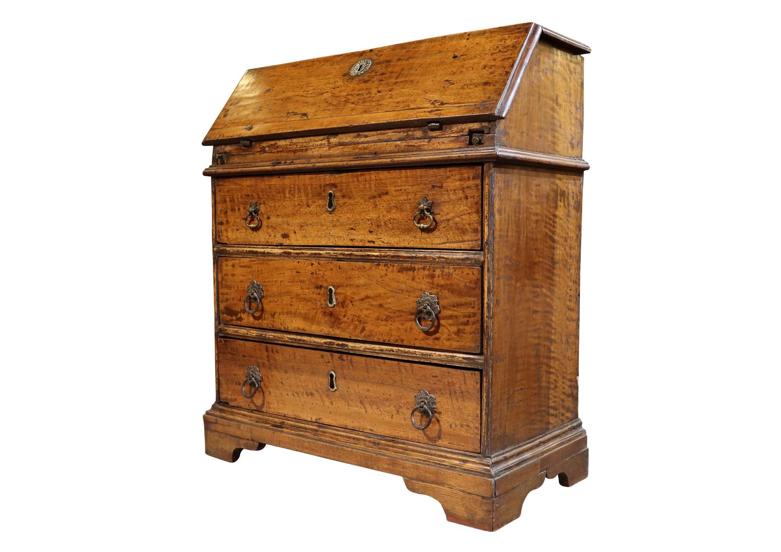 Rare Early 18th Century Walnut Bureau With Original Ironwork, Circa 1720. photo 1012.0