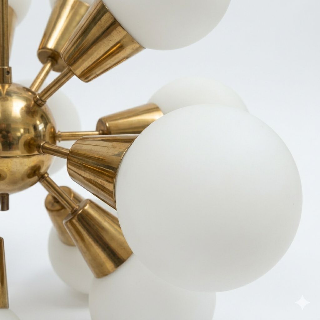 Sputnik Chandelier Mid Century Glass Kamenický šenov 1960s. photo 1485.0