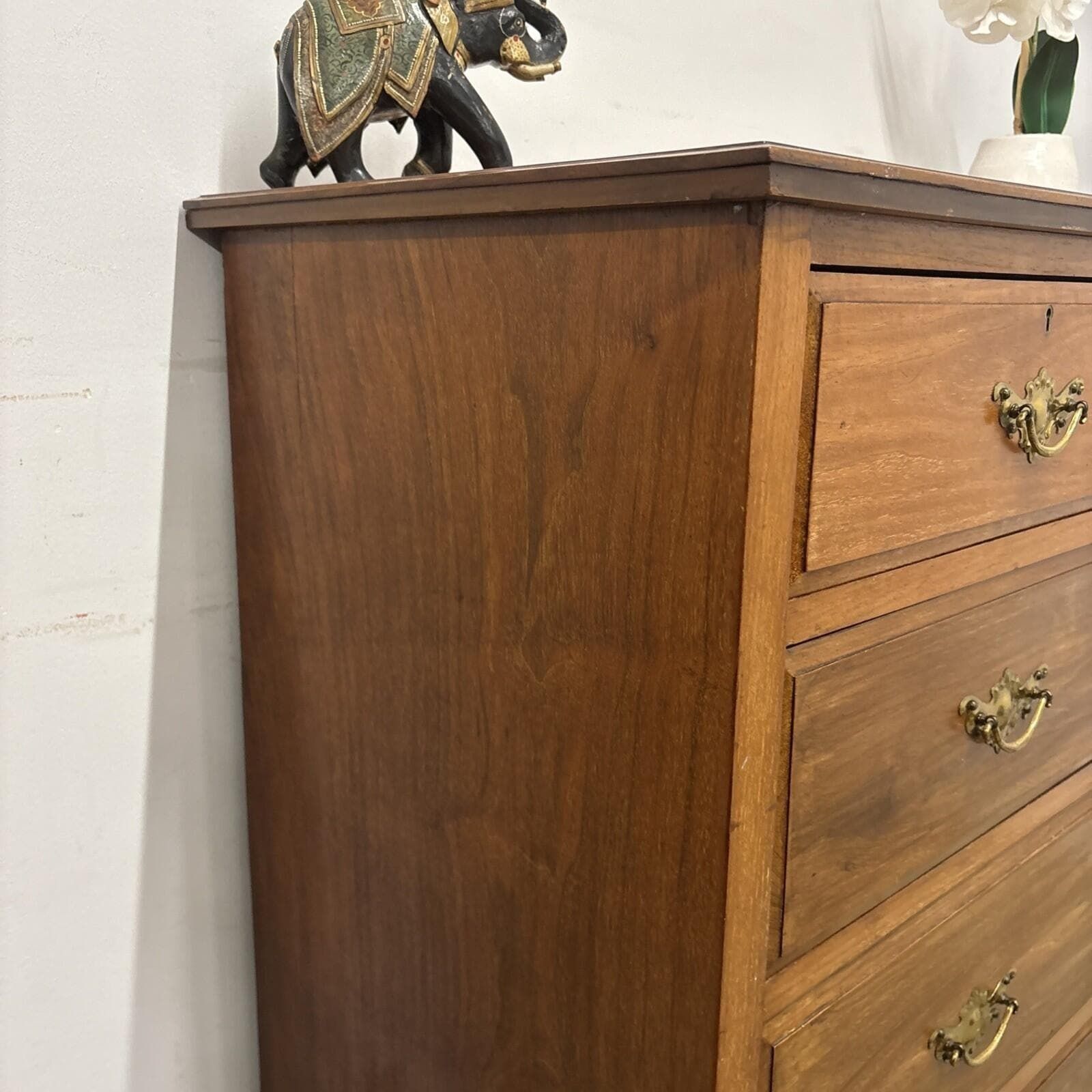 Edwardian Style Satinwood Effect Chest Of Drawers, Vintage 2 Over 3 Drawer Unit photo for sale
