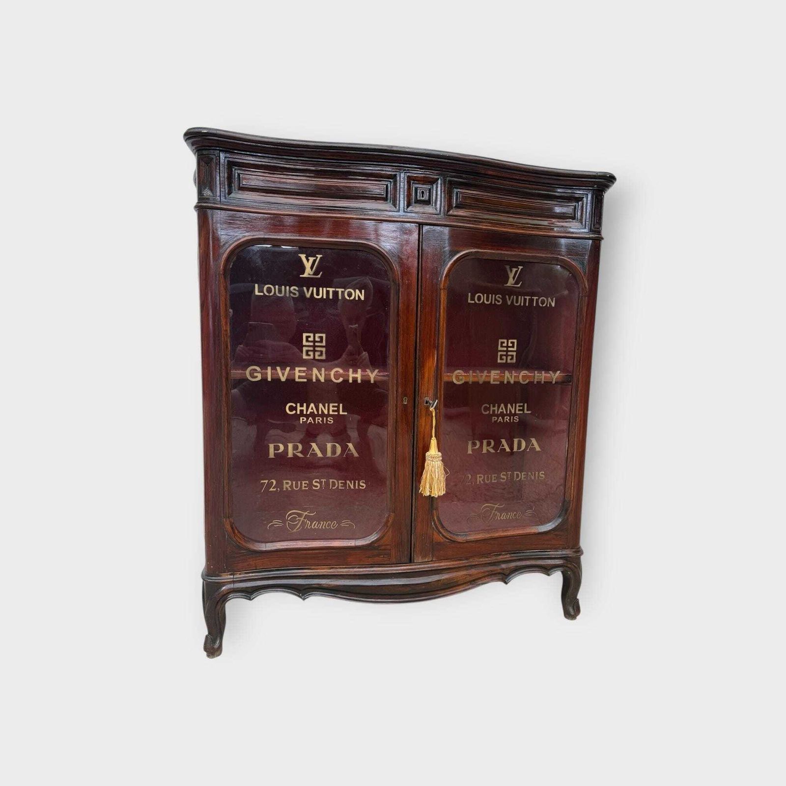 Stunning Antique 2 Door Rosewood 2 Door Glazed Bookcase With Later Lettering photo furniture
