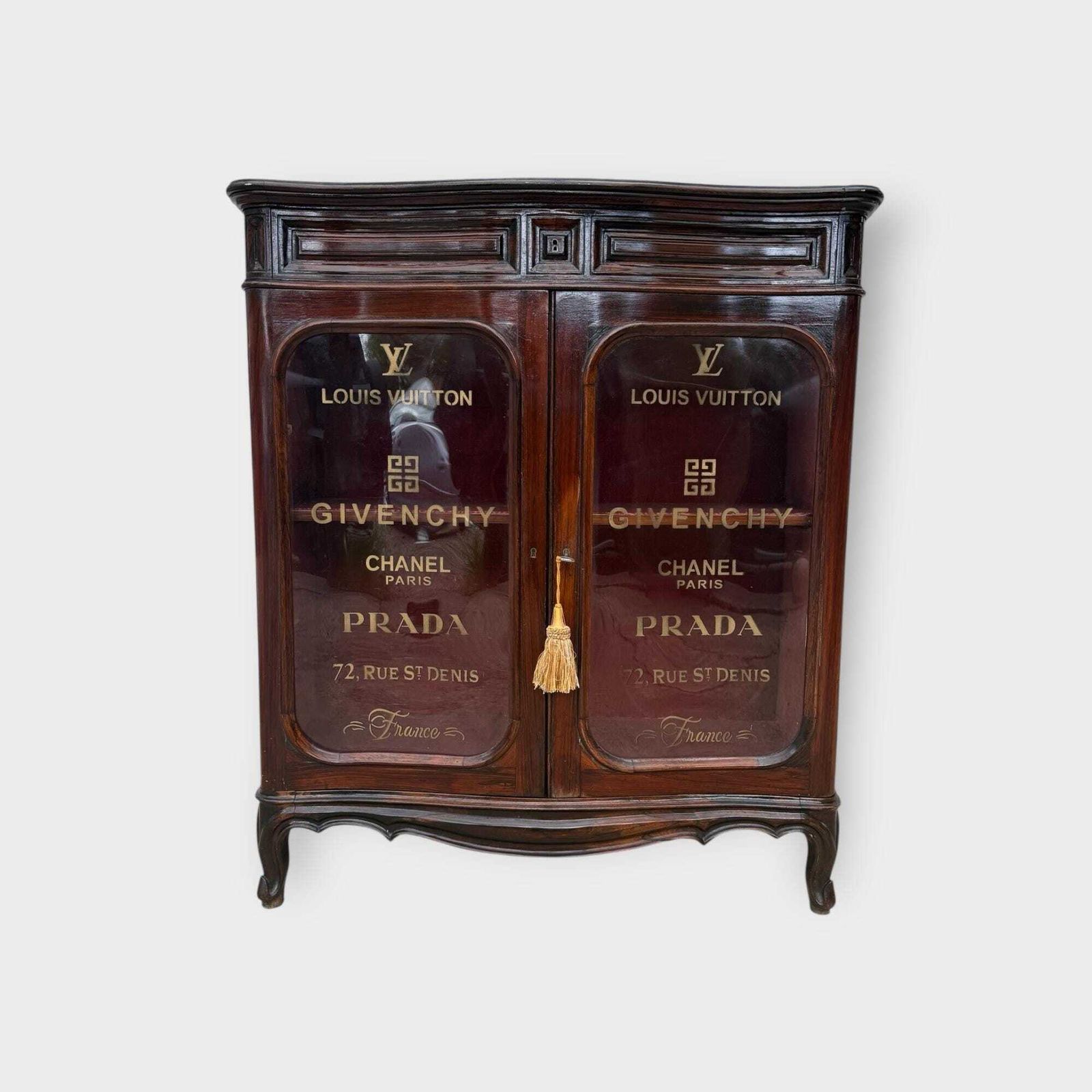 photo for sale Stunning Antique 2 Door Rosewood 2 Door Glazed Bookcase With Later Lettering