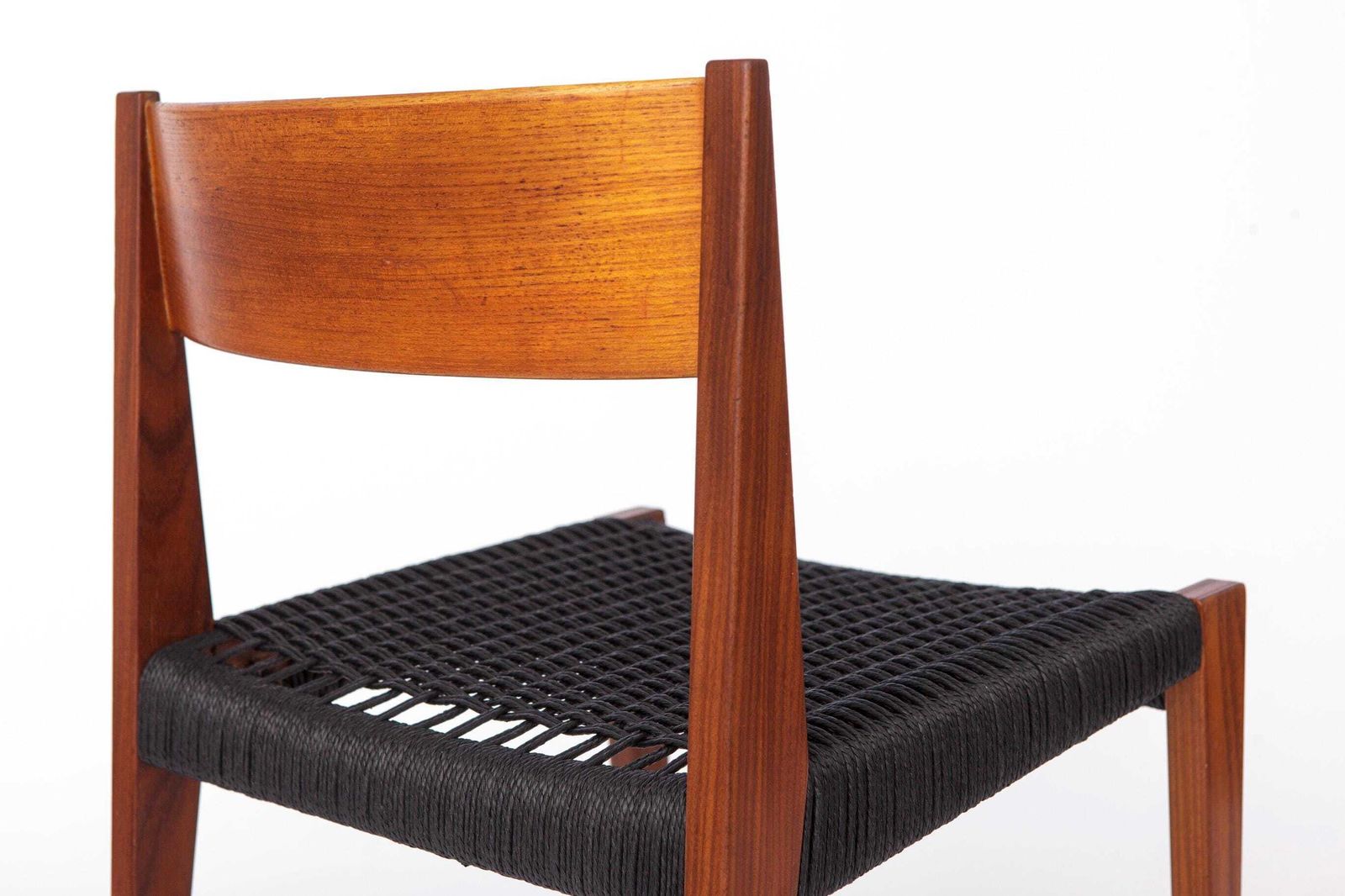 photo furniture Vintage Poul Cadovius Chair “Pia” For Cado, Danish Teak Chair 1960s, Black Danish Cord Seat, Mid Century Modern