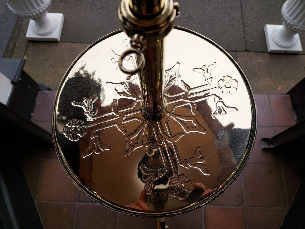 Edwardian Brass Standard "Steamer" Lamp photo 1450.0