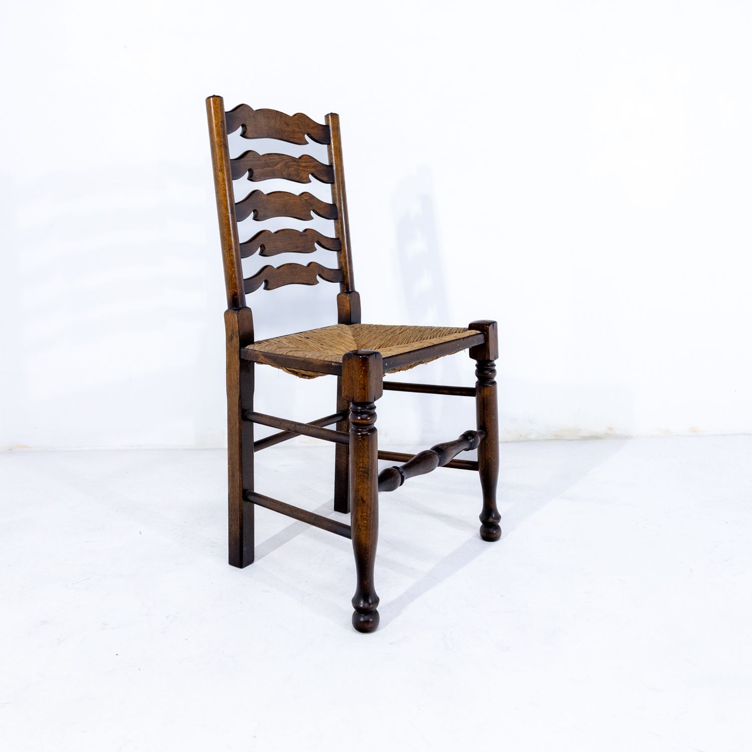 Oak Refectory Table And Six Oak Rush Seated Chairs photo for sale