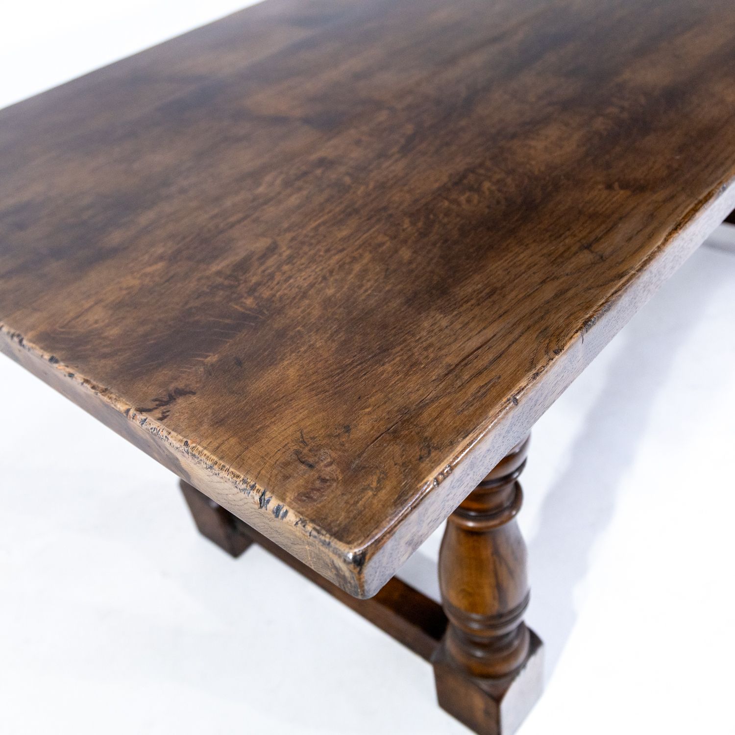 photo for sale Oak Refectory Table And Six Oak Rush Seated Chairs