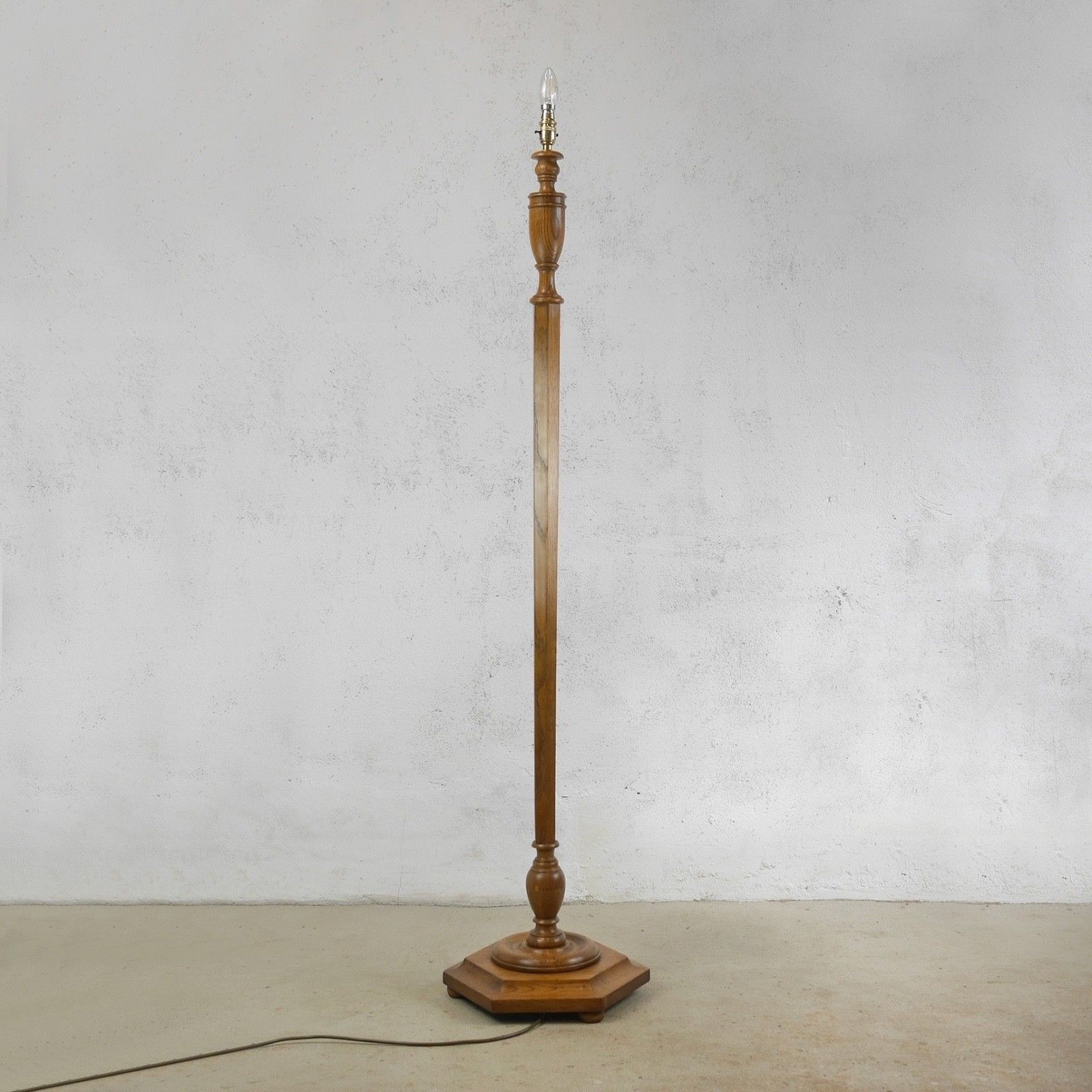 Tall Antique Wooden Warm Elm Standard Floor Lamp Light Heals Style Deco #103142 photo furniture