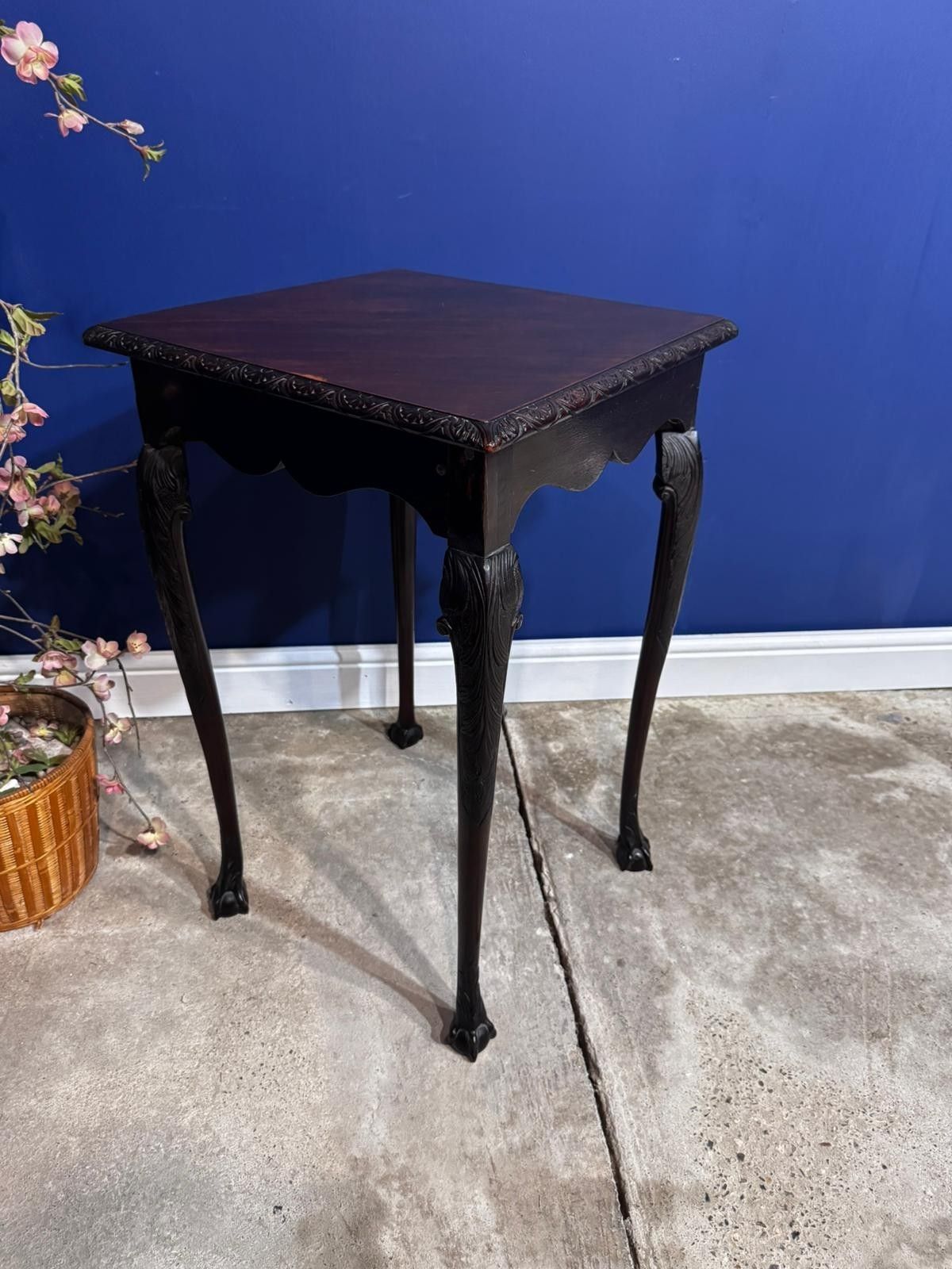 Antique Edwardian Mahogany Two Tier Side Table End Wine Plant Stand Carved photo Furniture