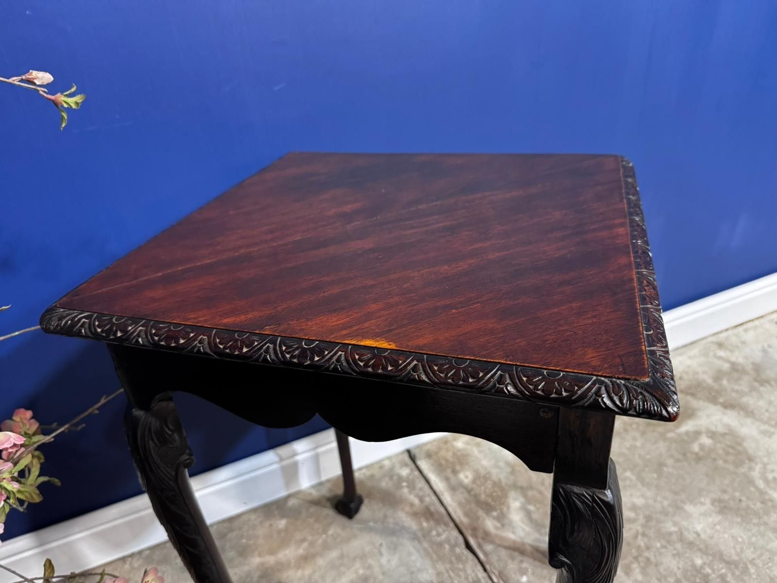 Antique Edwardian Mahogany Two Tier Side Table End Wine Plant Stand Carved photo 75.0