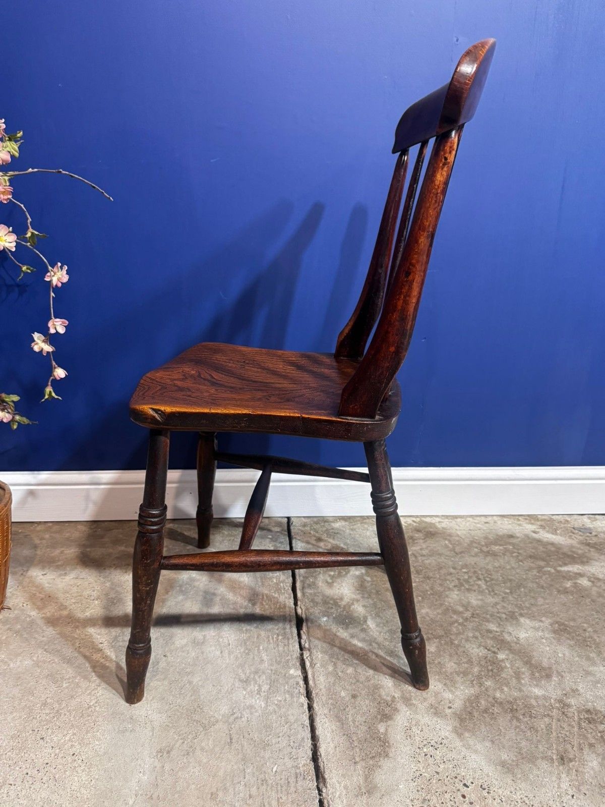 Furniture Antique Elm Chair Farmhouse Rustic Kitchen Dining Chair Victorian Bedroom photo