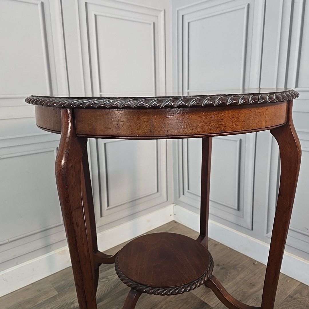 photo furniture Antique Occasional Table Mahogany Round Window Side Rope Edge Tier Wooden
