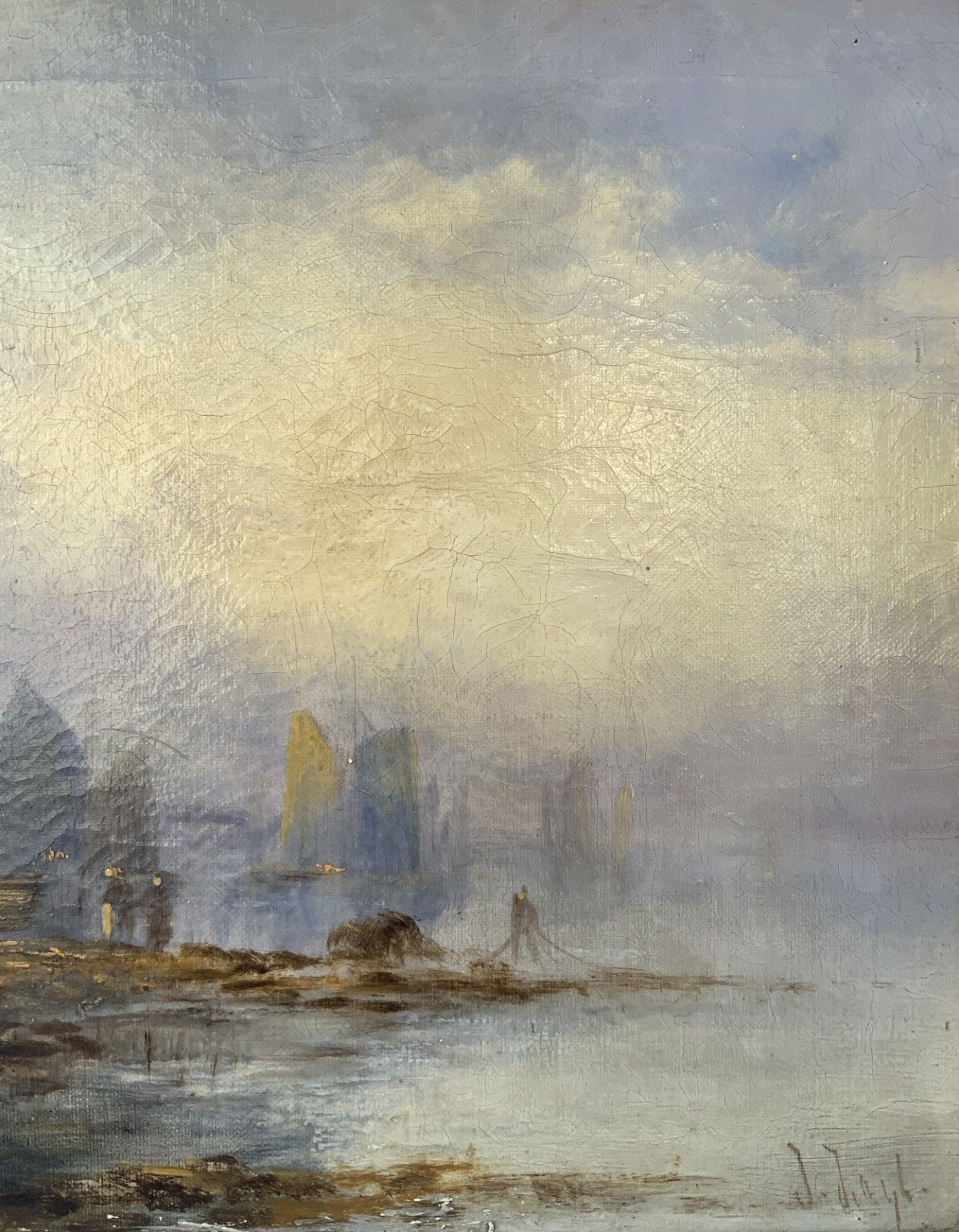 Maritime Seascape Oil Painting Sunset Harbour By John D. Taylor (Act.1876 1890) photo vinterior