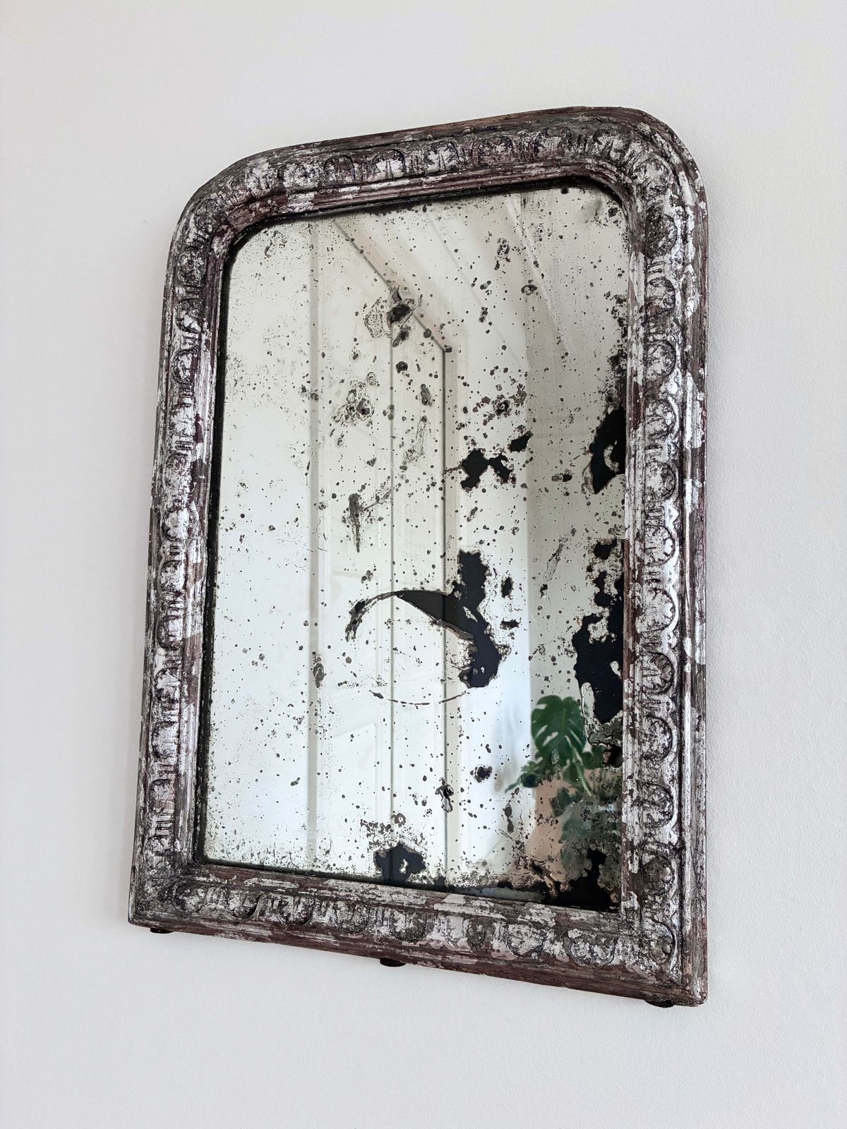 Antique French Louis Philippe Silvered Giltwood Mirror – Late 19th Century