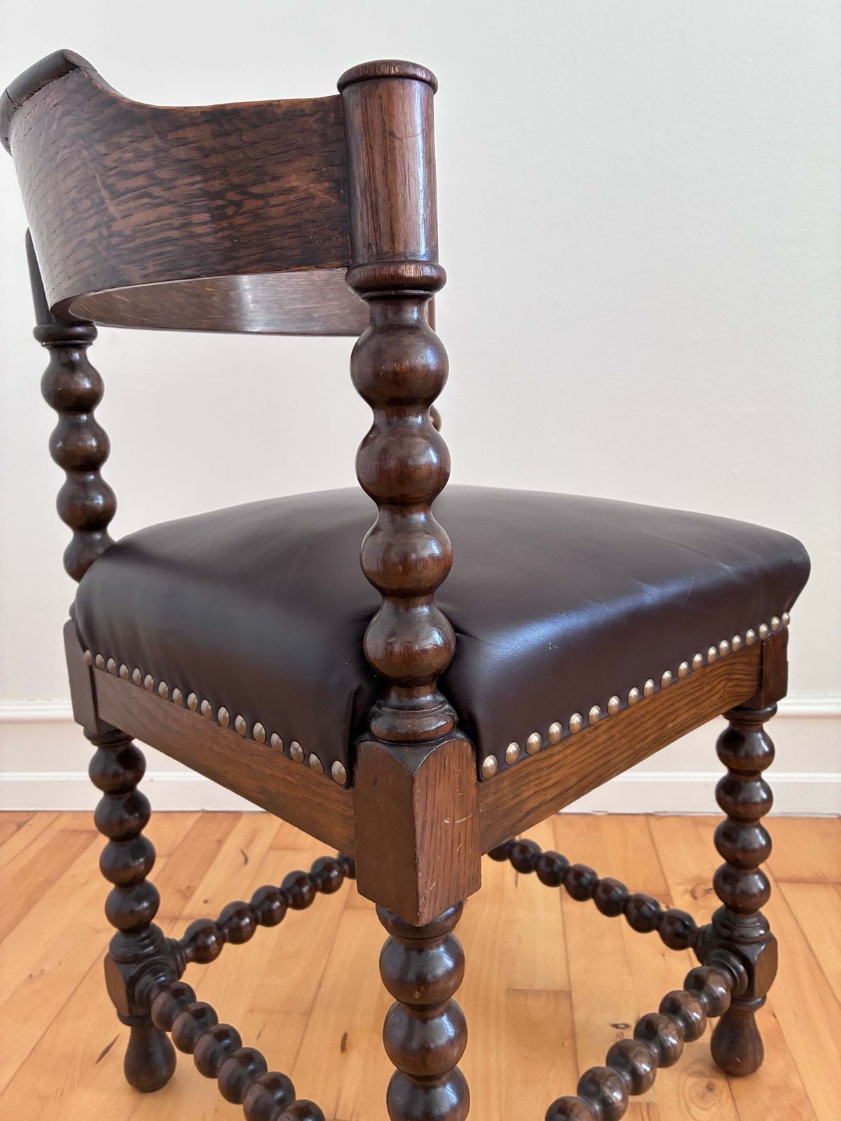 Antique Edwardian Bobbin Corner Chair, English 1900 photo vintage