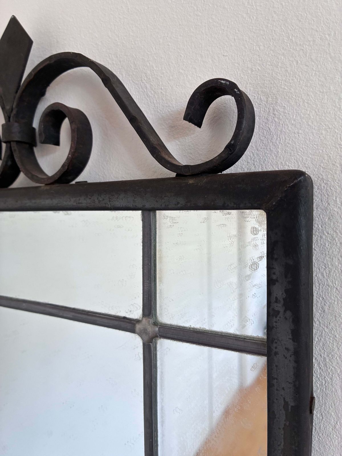 Art Deco Black Wrought Iron Wall Mirror, Belgium,1930s photo furniture