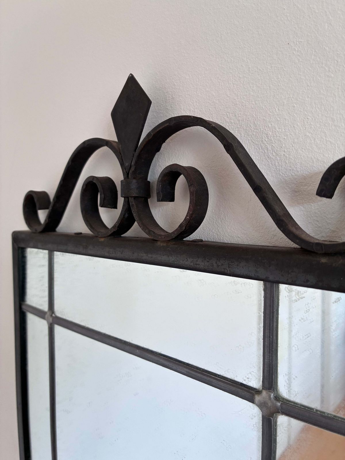 Art Deco Black Wrought Iron Wall Mirror, Belgium,1930s photo Home Decor
