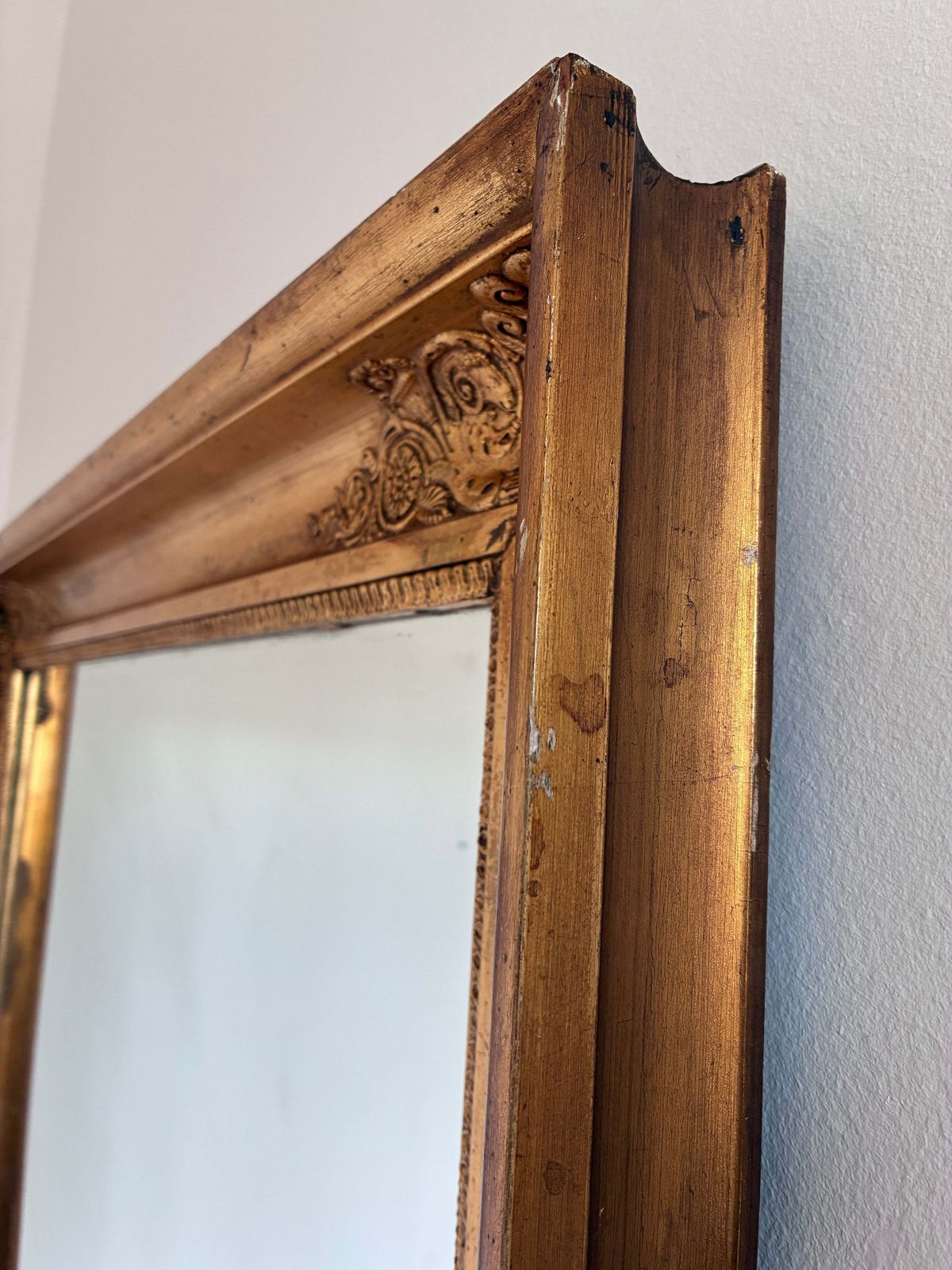 Large Antique Napoleon III Giltwood French Wall Mirror, 19th Century photo Home Decor