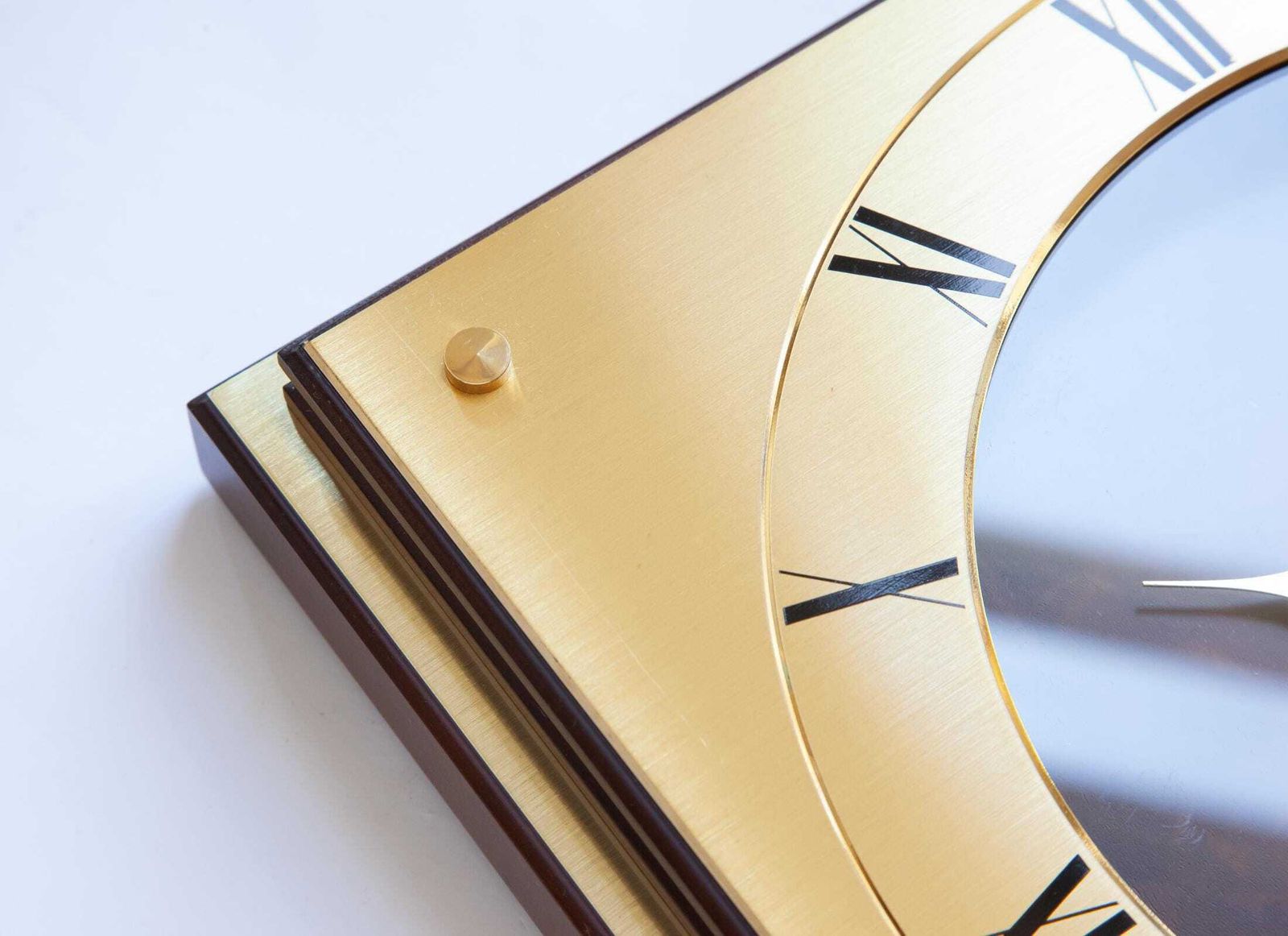 Elegant Junghans Wall Clock Brass Mid Century Modernism Space Age Germany Mcm Atomic Wood Gold photo 265.0