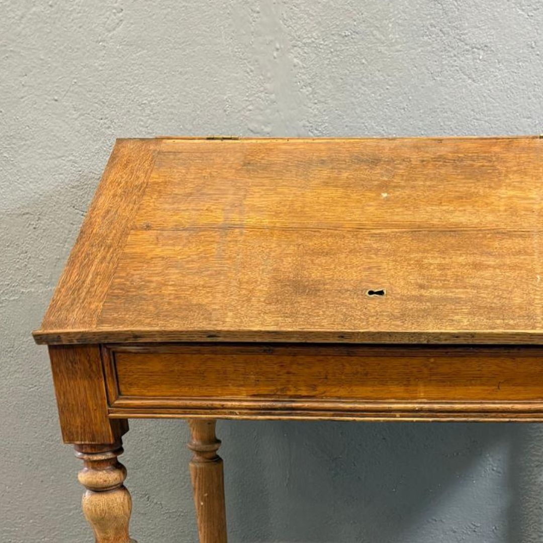 Vintage Wooden Writing Desk With Drawer Turned Legs Classic Style photo for sale