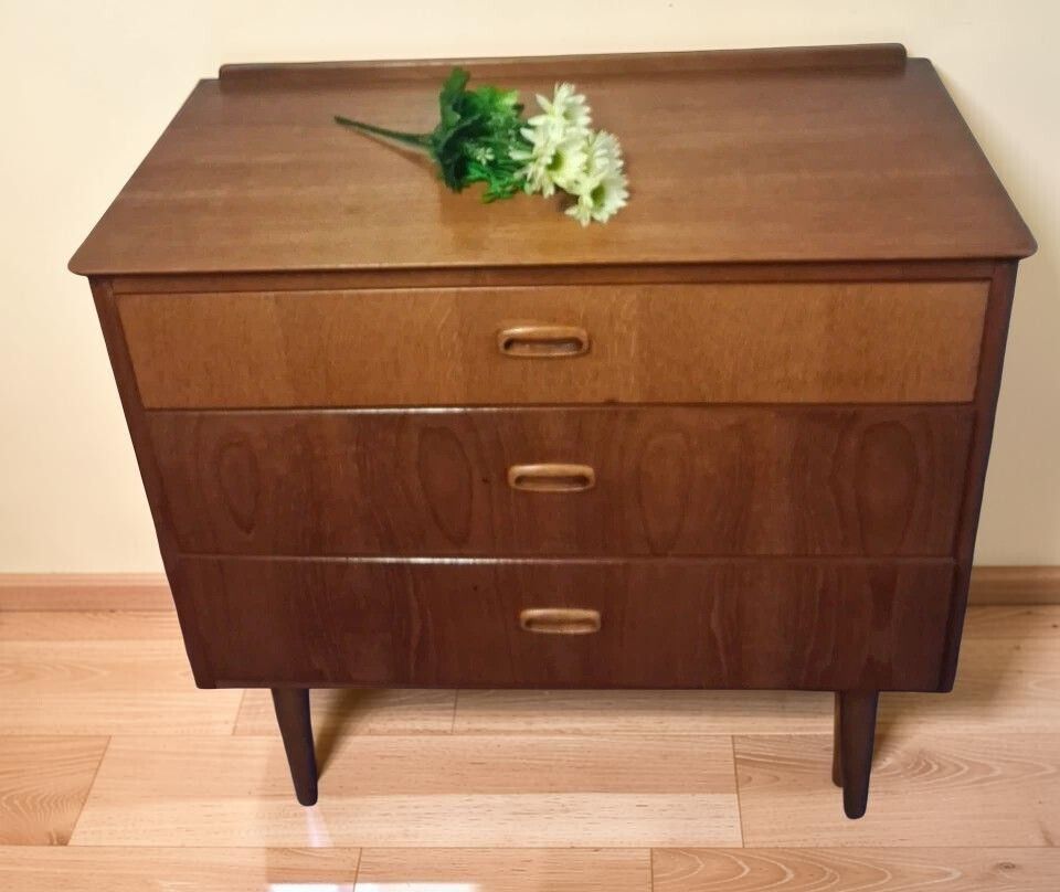 photo for sale Vintage Mid Century Lebus Teak Dressing Table With Matching Chest Of Drawers